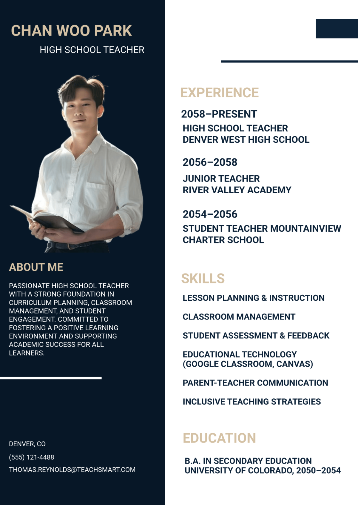Free Modern Teacher Resume Infographic Template to Edit Online