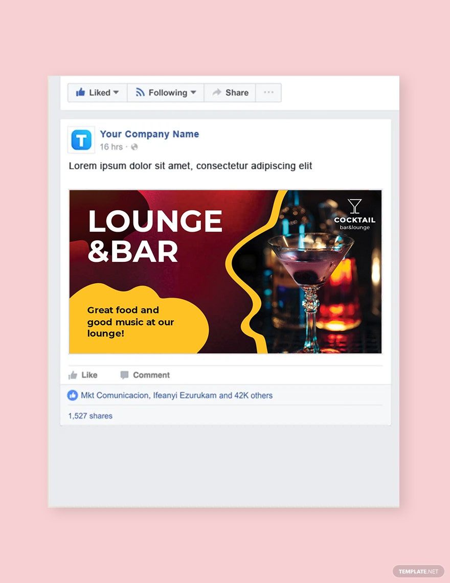 Bar/Lounge Facebook Post Template in PSD