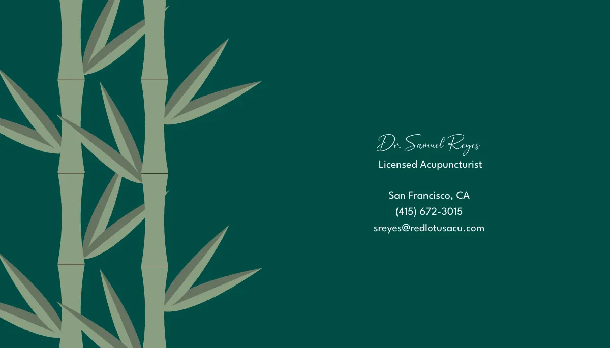 Free Medical Acupuncturist Business Card Template to Edit Online