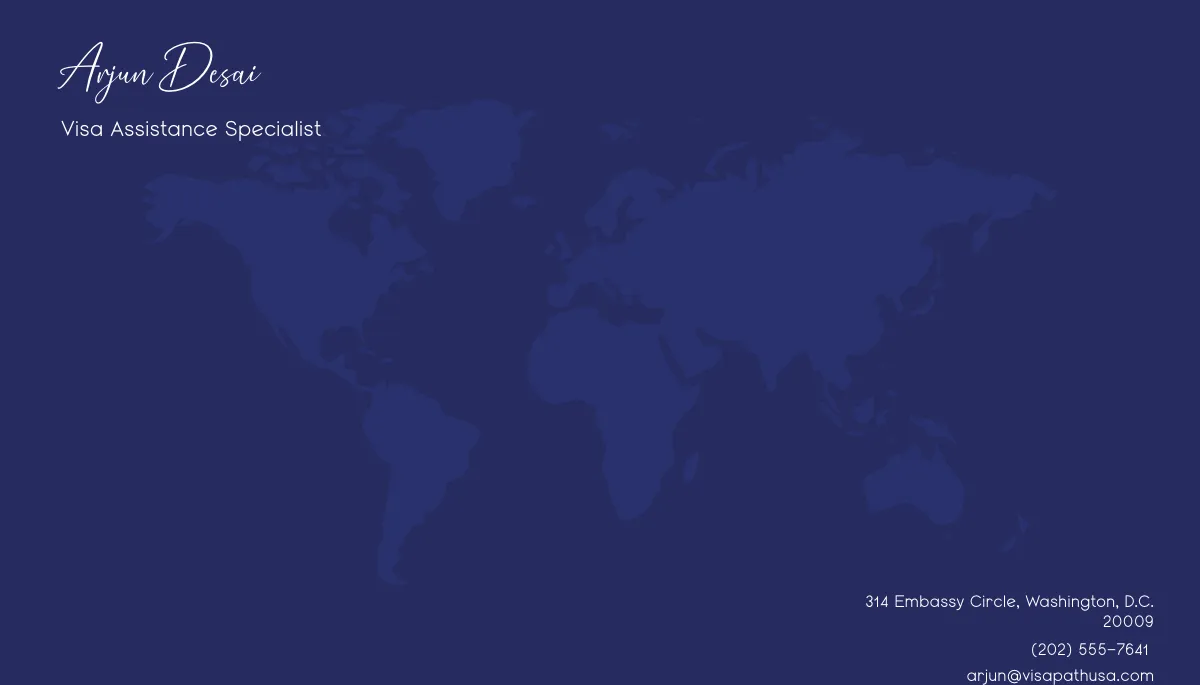 Free Blue Travel Visa Business Card Template to Edit Online