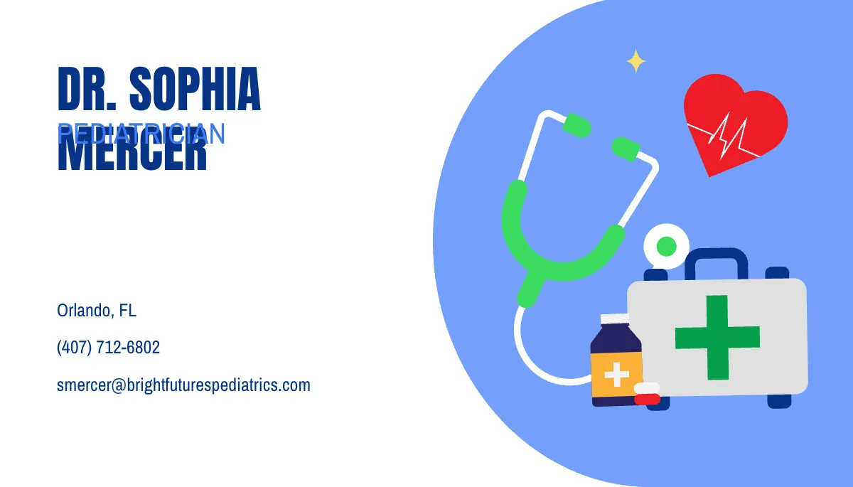 Free Medical Pediatrician Business Card Template to Edit Online