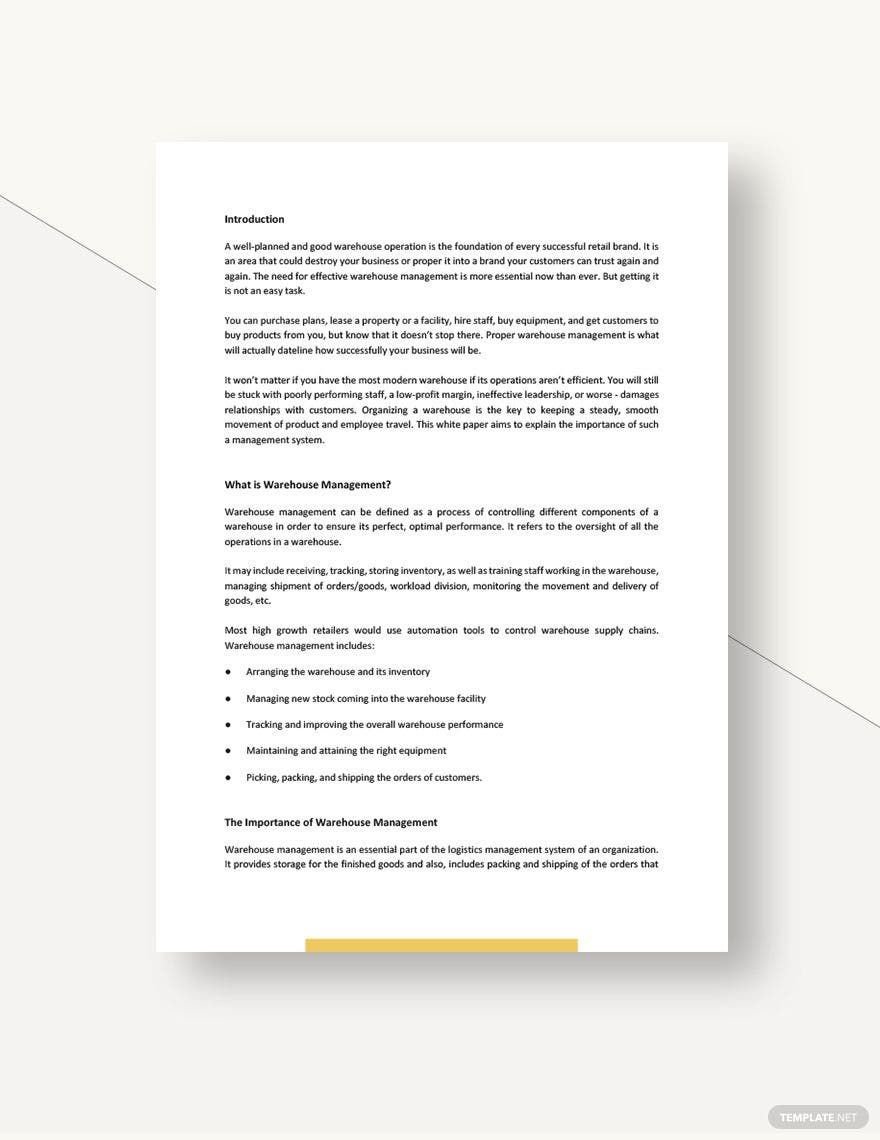 Warehouse Management White Paper Template