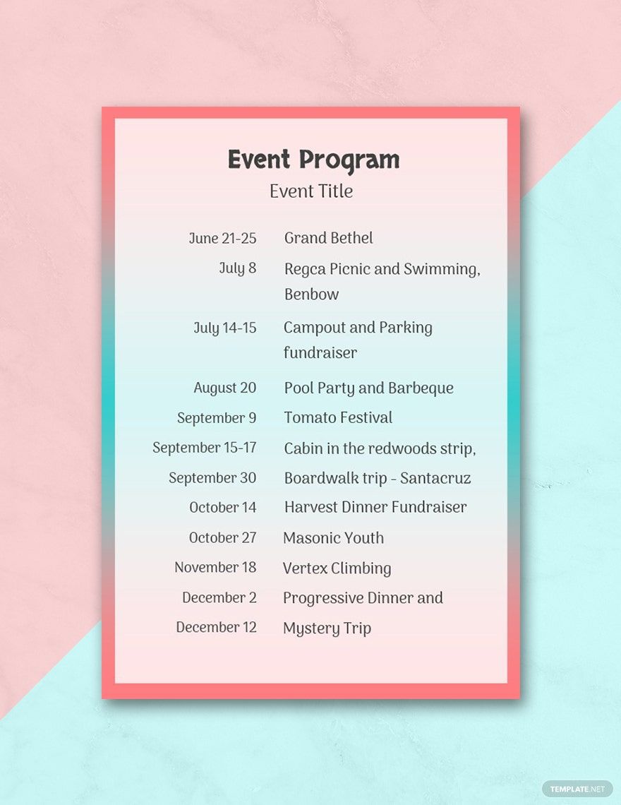 Event Program Template Download in Word, Google Docs, Apple Pages