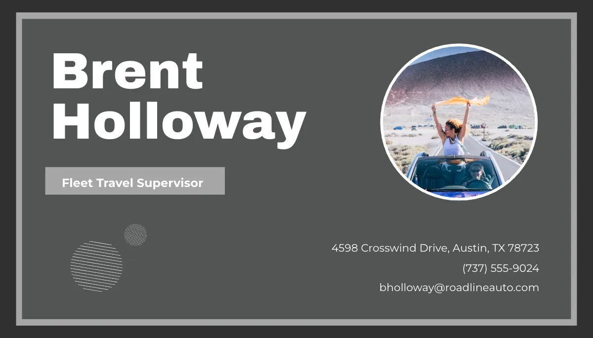 Free Black Auto Travel Business Card Template to Edit Online