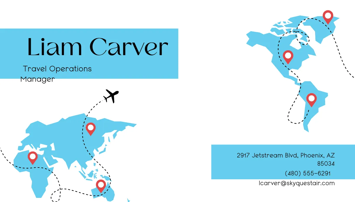 Free Airplane Travel Business Card Template to Edit Online