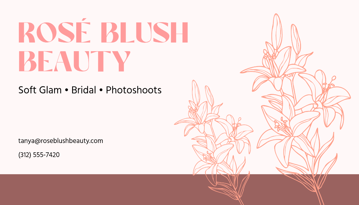 Free Pink Makeup Artist Photo Business Card Template to Edit Online