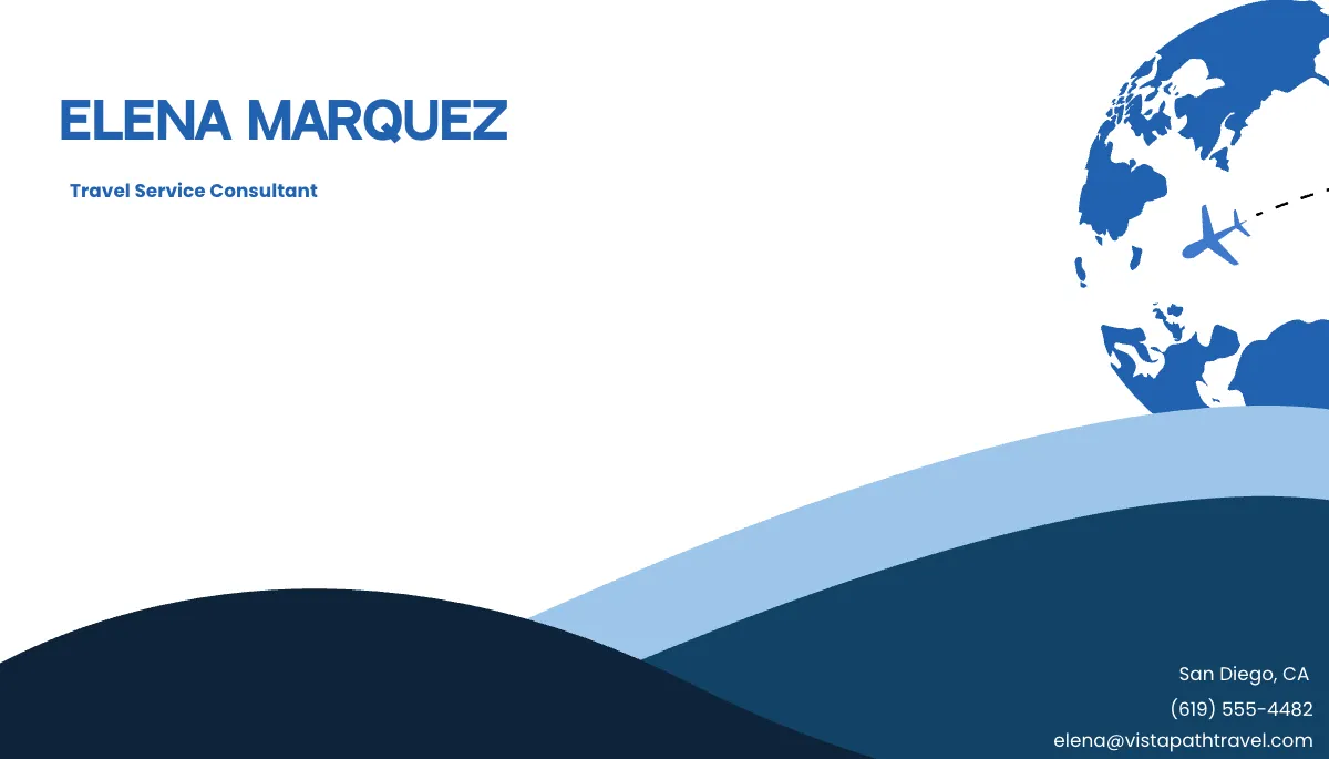 Free Blue Travel Service Business Card Template to Edit Online