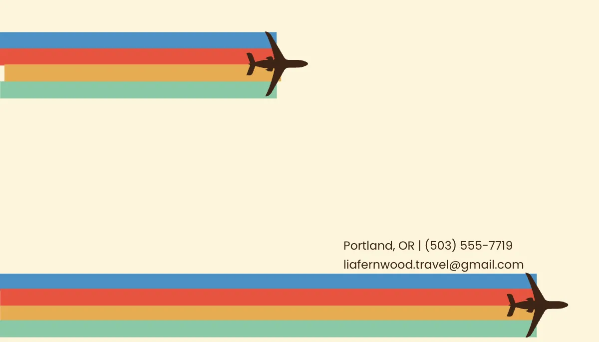 Free Colorful Personal Travel Business Card Template to Edit Online
