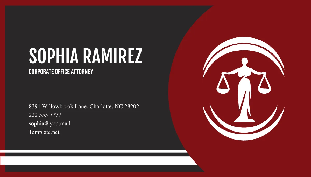 Free Office Lawyer Business Card Template to Edit Online