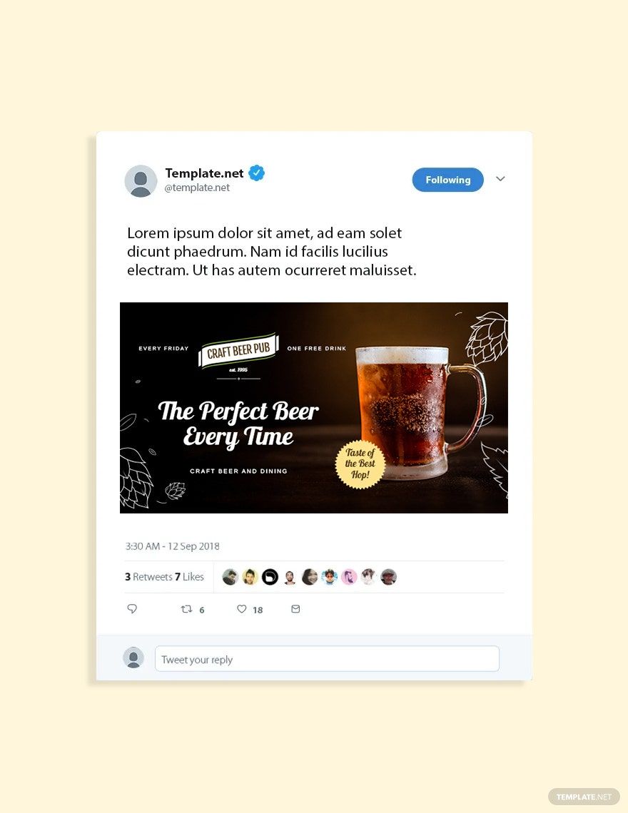 Pub Twitter Post Template in PSD