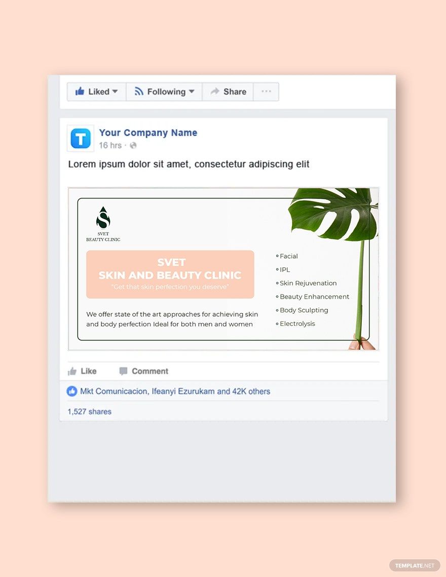 Skin Beauty clinic Facebook Post Template in PSD