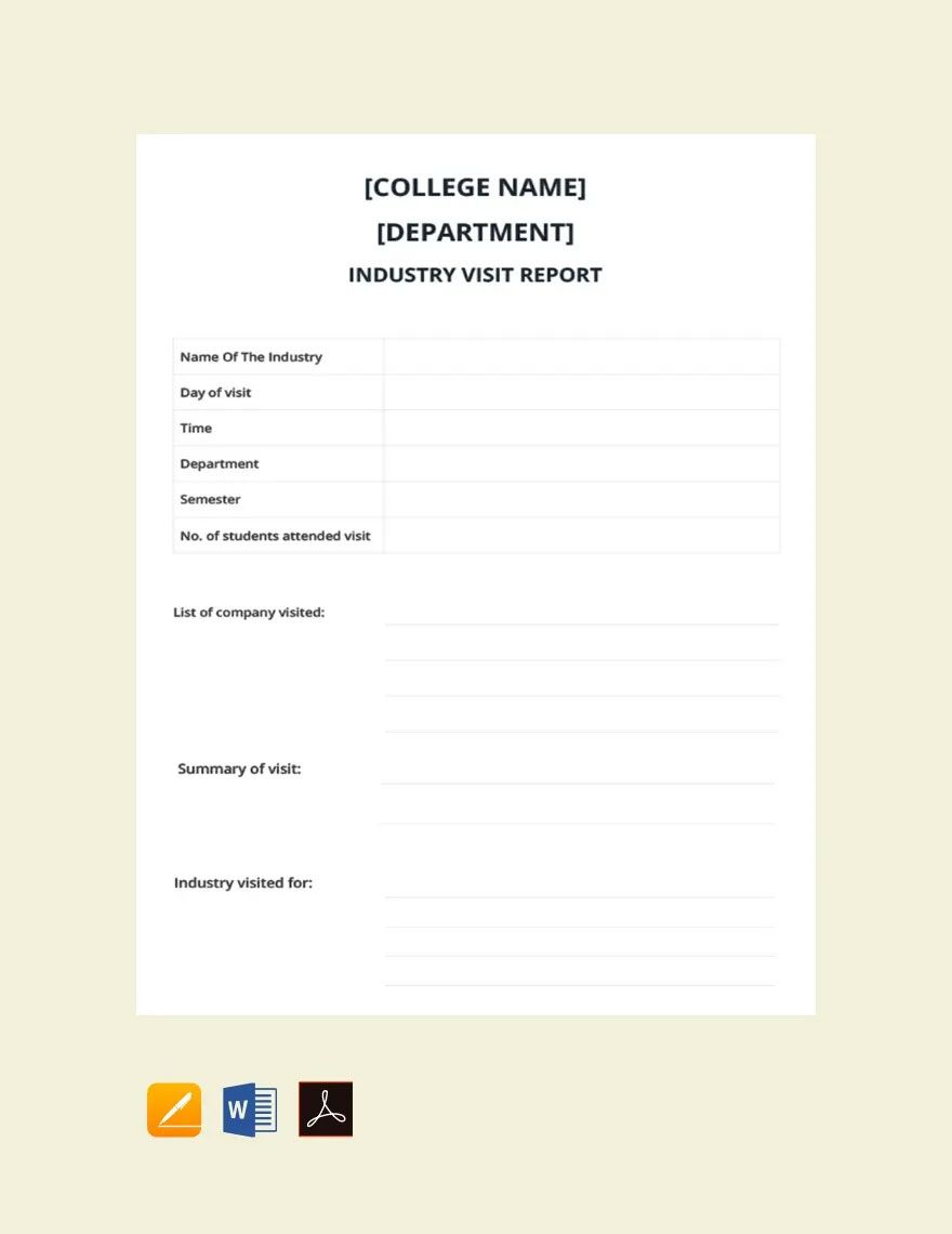 Free Simple Industry Visit Report Template in Word, Google Docs, Apple Pages