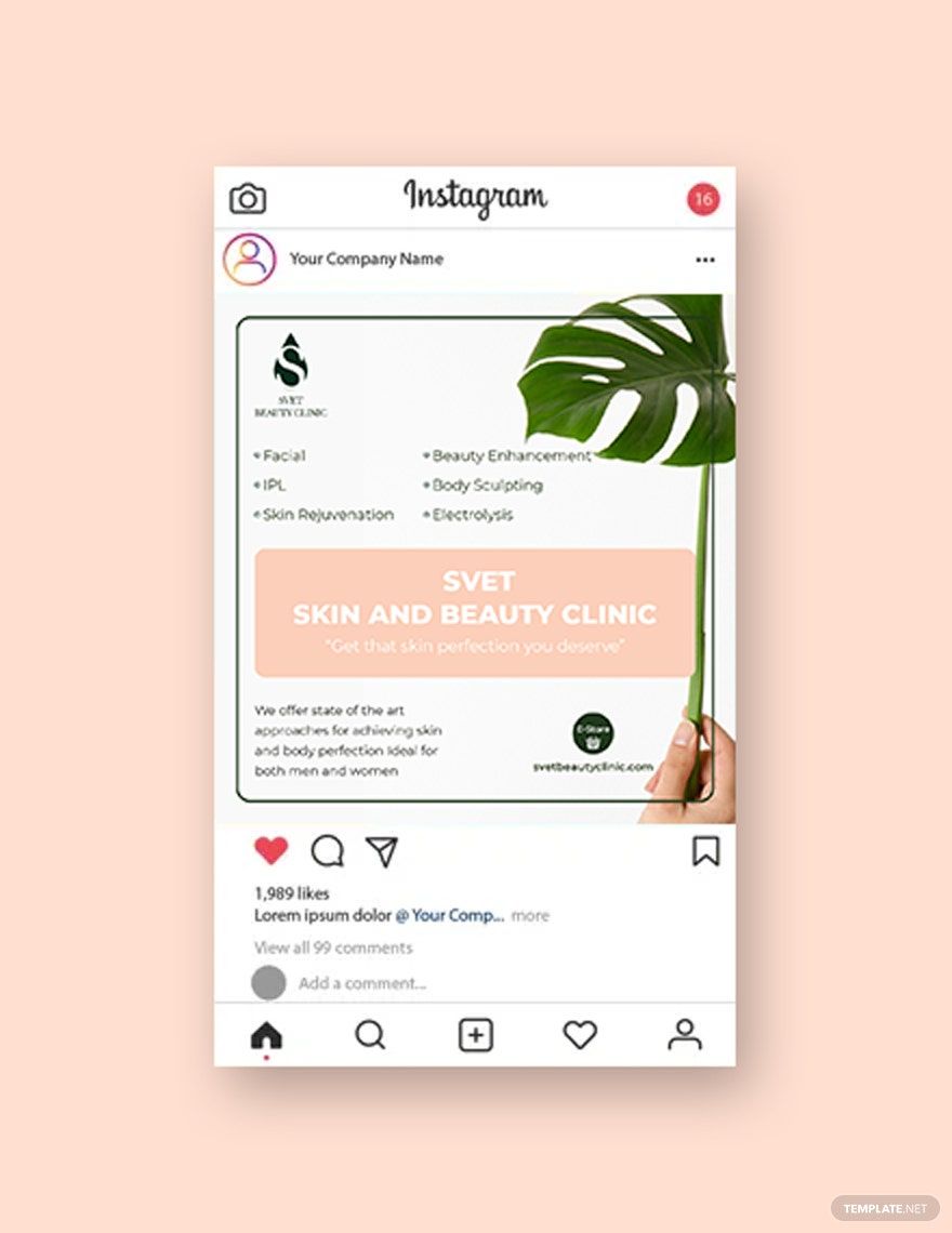 Skin Beauty clinic Instagram Post Template in PSD