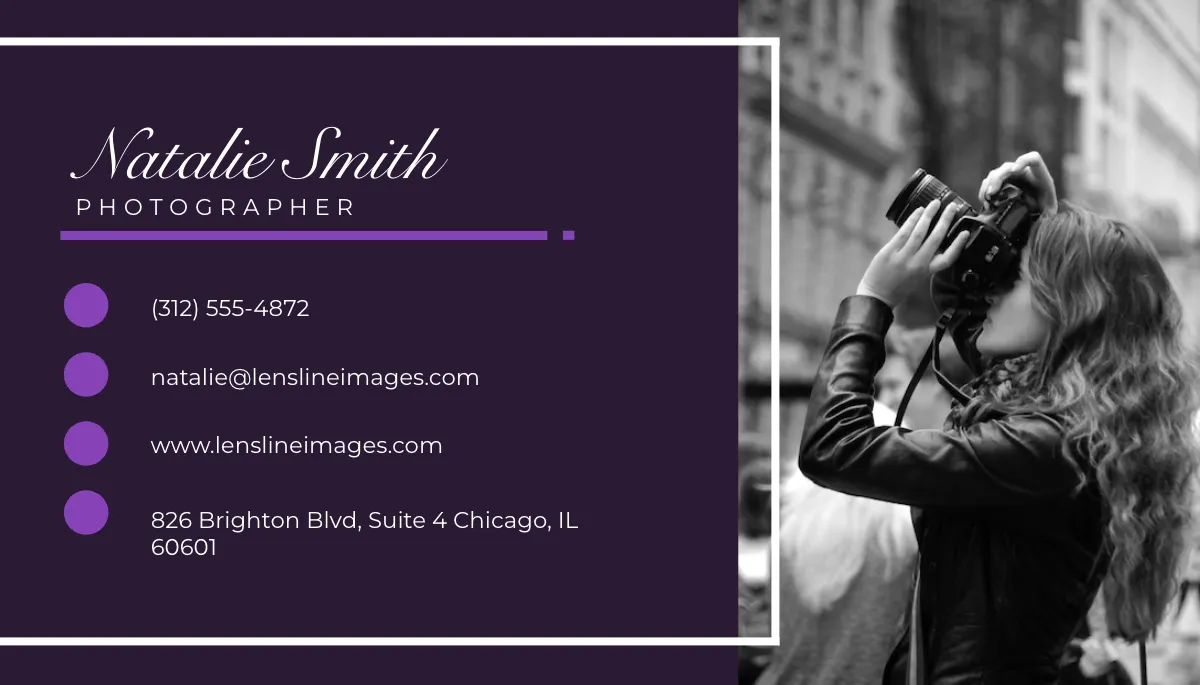 Free Elegant Photography Business Card Template to Edit Online
