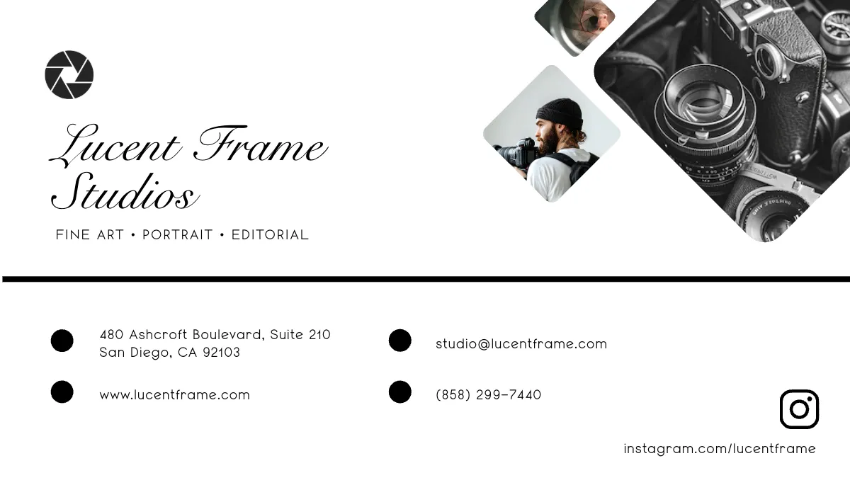 Free Classy Photography Business Card Template to Edit Online