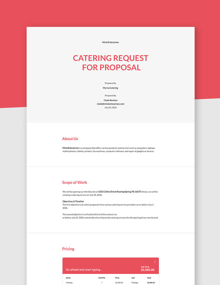 10 Catering Proposal Templates Free Downloads