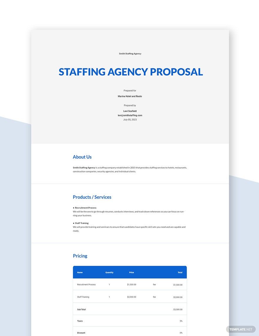 Printable Staffing Agency Proposal
