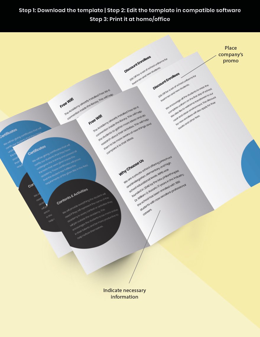 Tri-fold Academic School Brochure Template