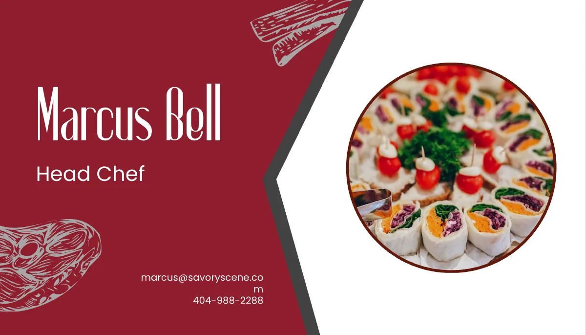 Free Savory Design Catering  Business Card Template to Edit Online