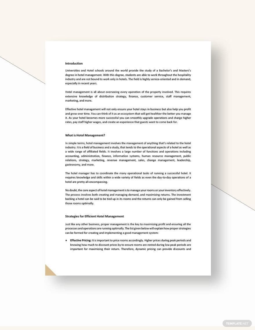 Hotel Management White Paper Template