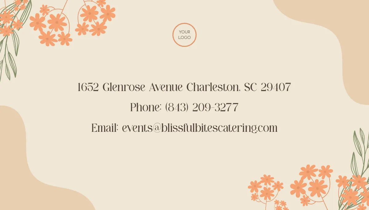Free Wedding Catering Business Card Template to Edit Online