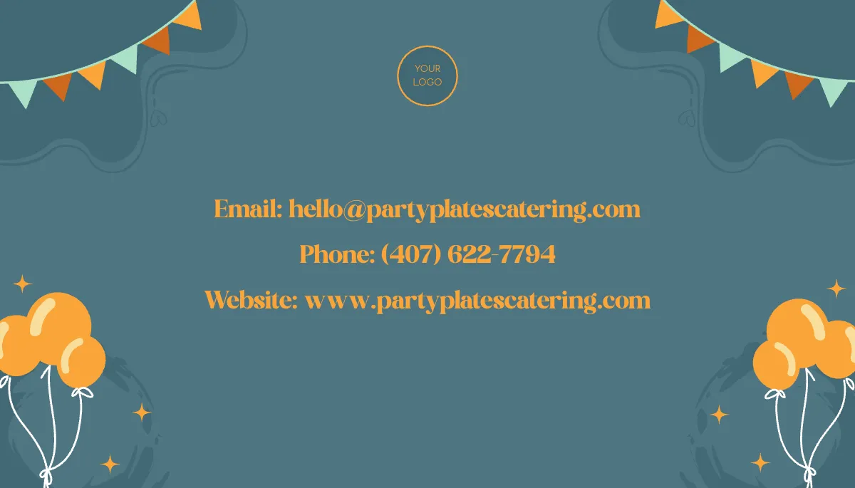 Free Creative Birthday Party Catering Business Card Template to Edit Online