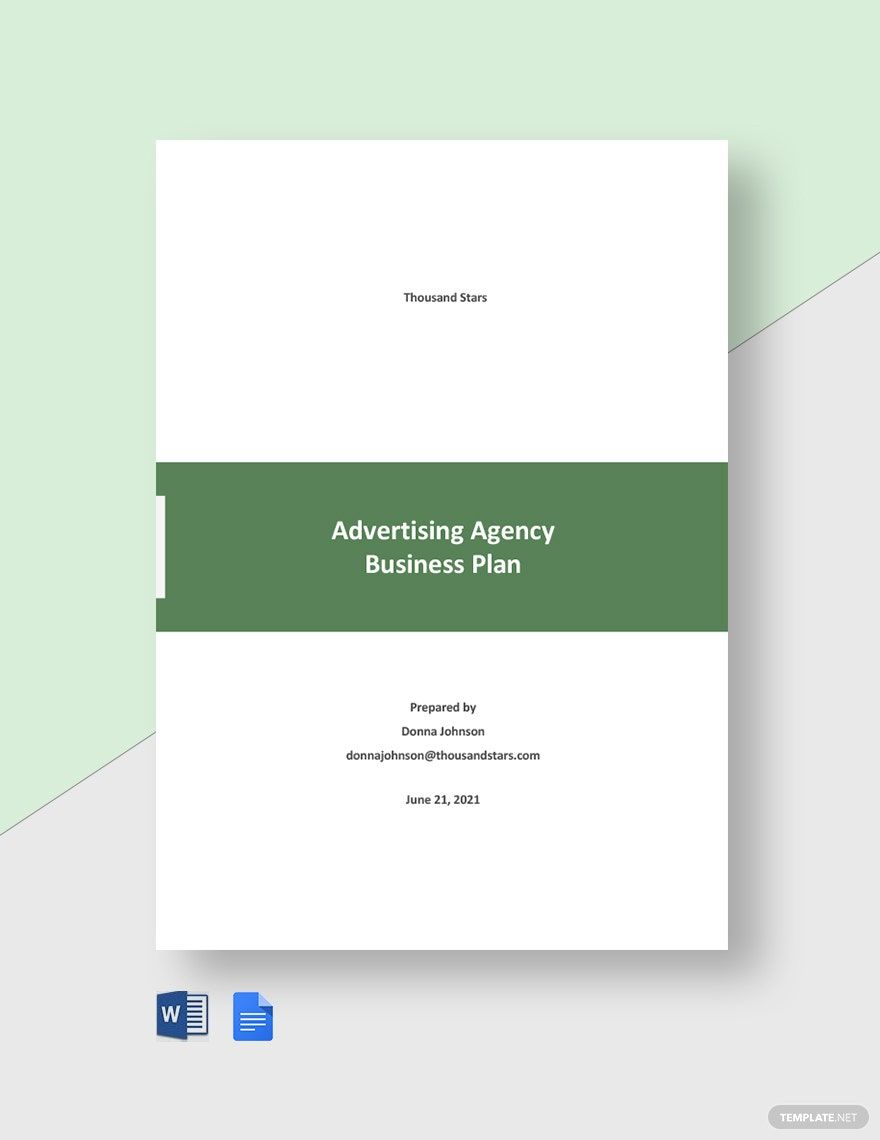 Editable Advertising Agency Business Plan Template Google Docs Word 