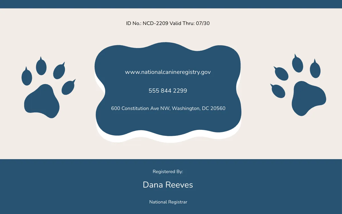 Free National Dog ID Card Design Template to Edit Online