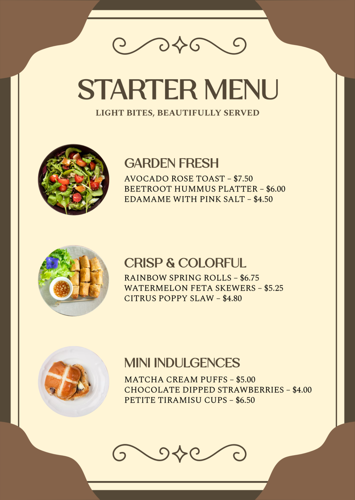 Free Aesthetic Starter Menu Layout Template to Edit Online