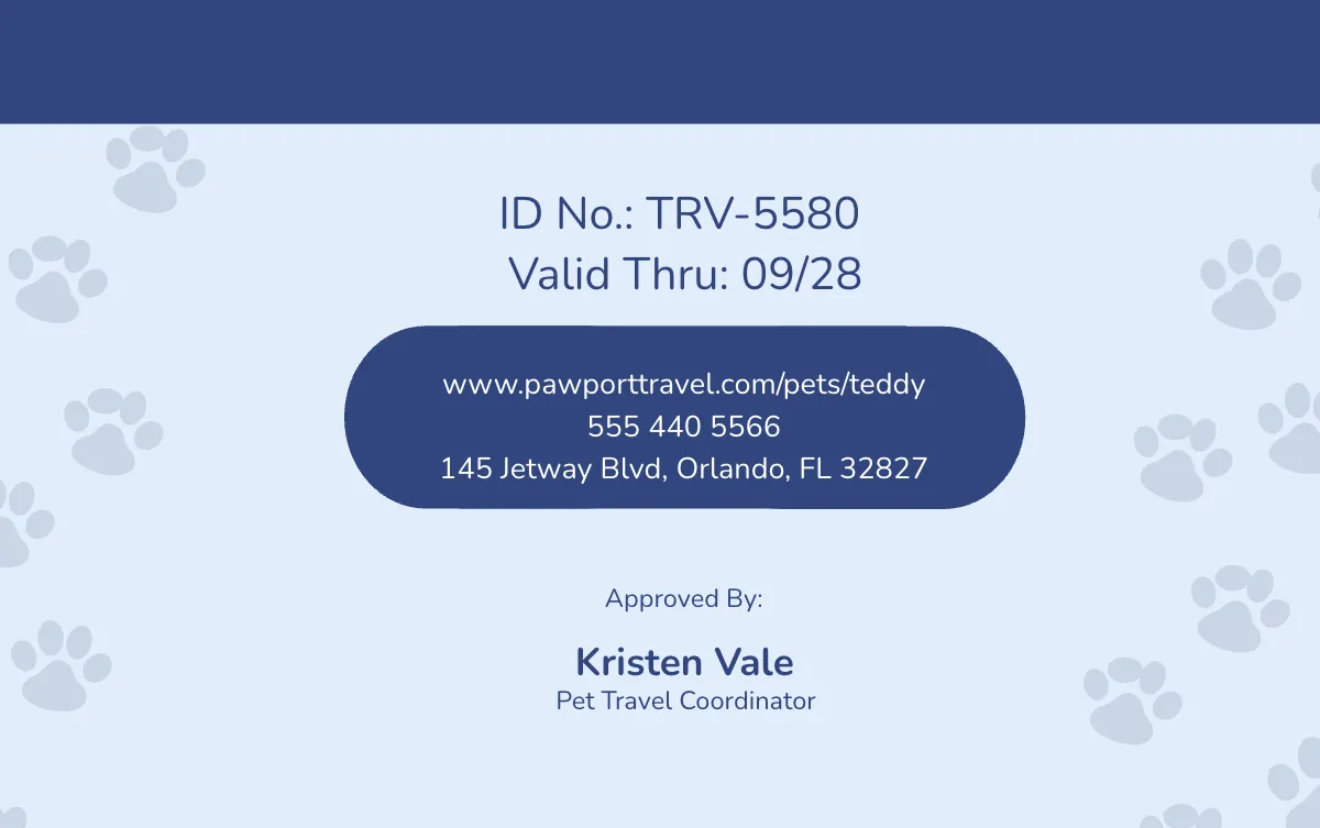 Free Dog ID Card for Travel Template to Edit Online