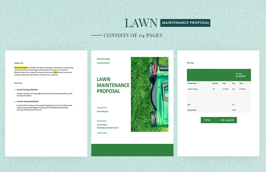 Simple Lawn Maintenance Proposal Template