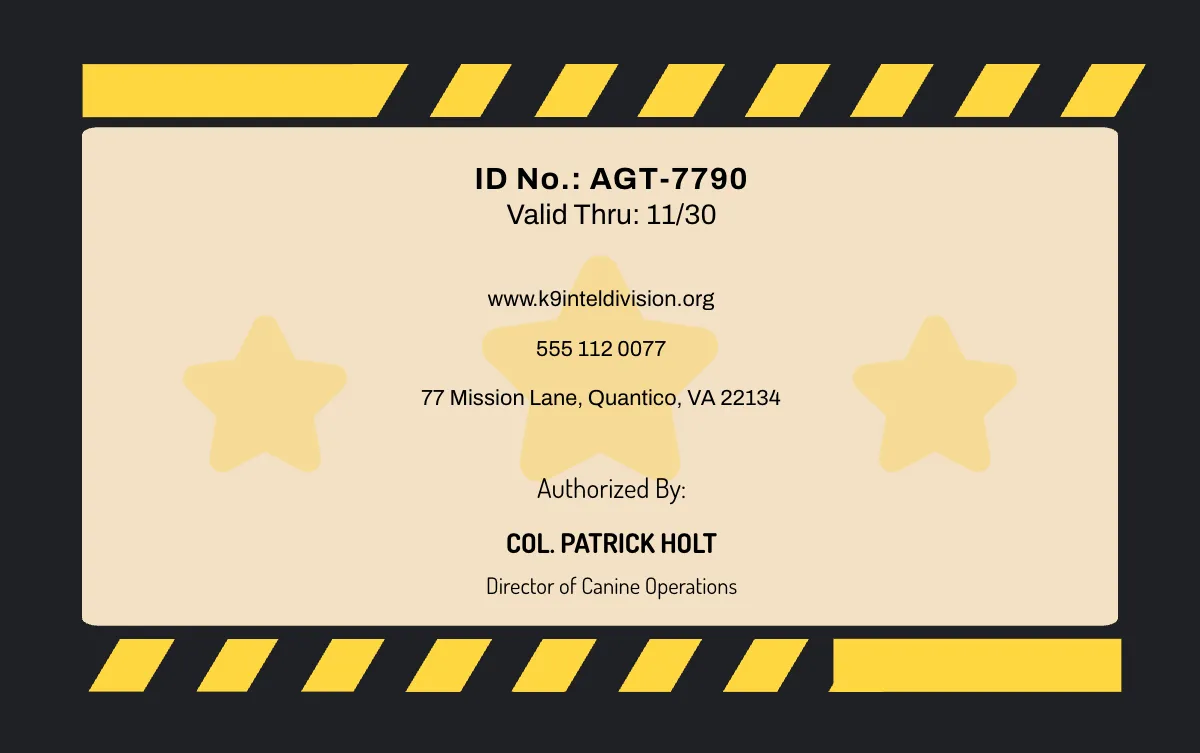 Free Dog Agent ID Card Template to Edit Online