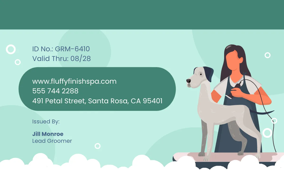 Free Dog Grooming ID Card Template to Edit Online