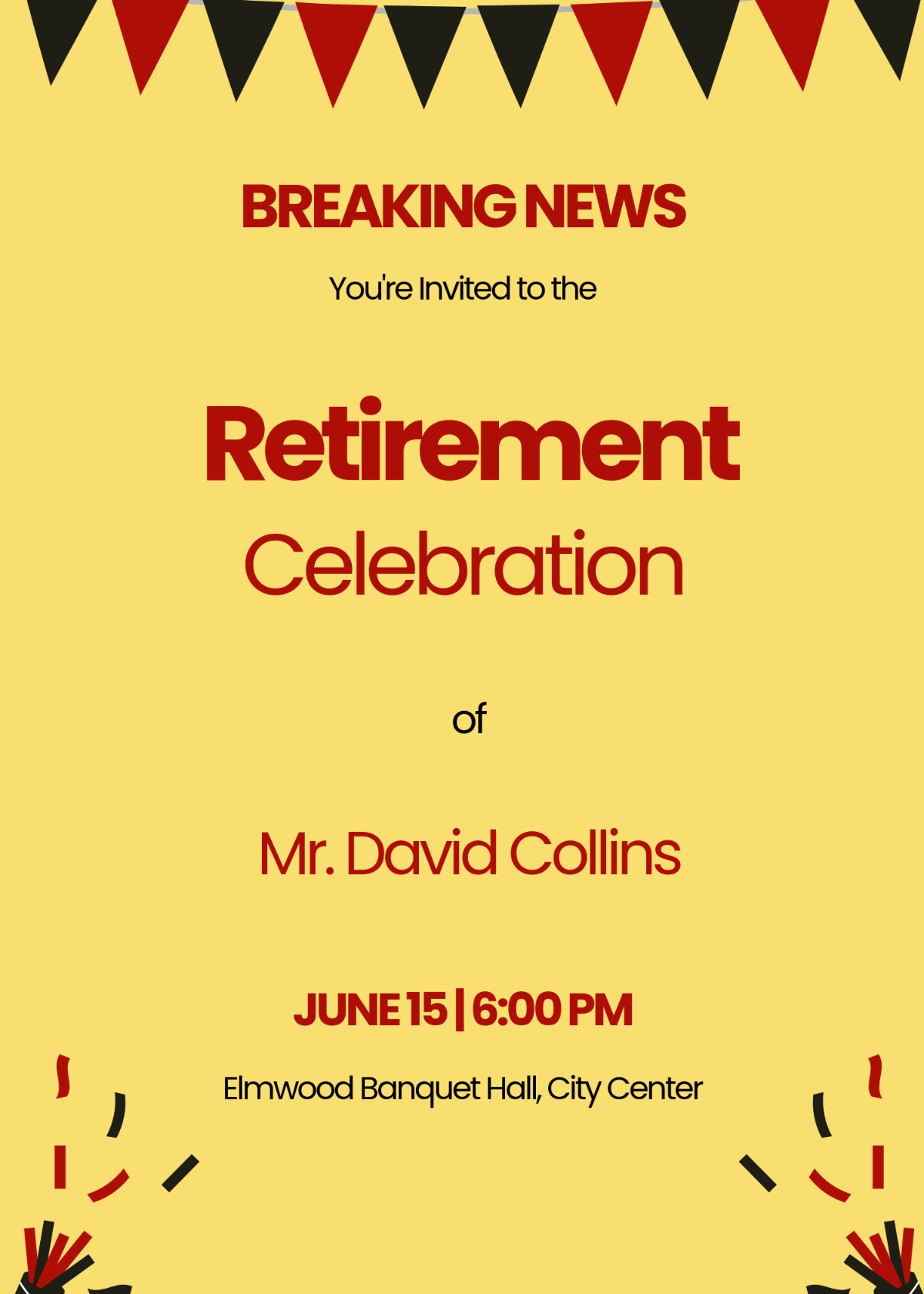 Free Breaking News Invitation Template to Edit Online