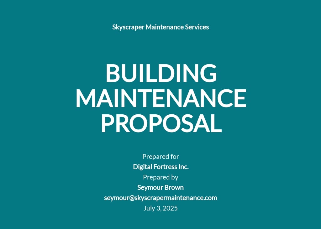 business proposal for maintenance services