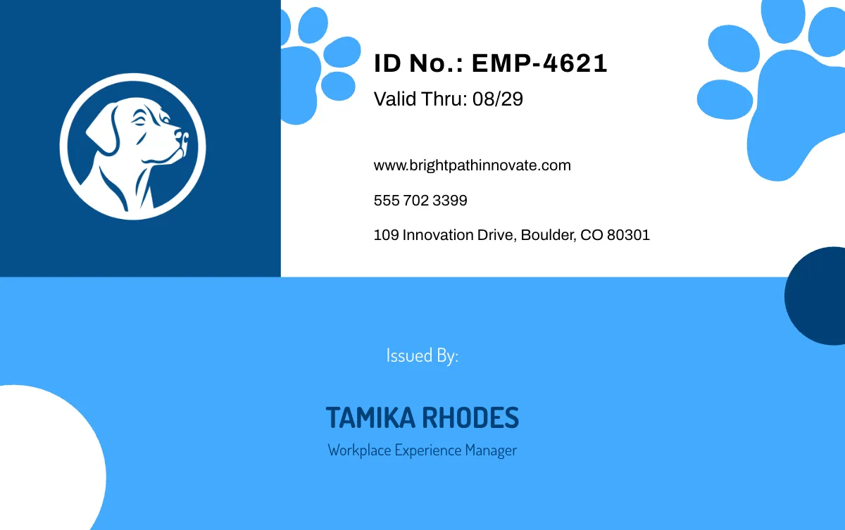 Free Dog ID Card for Employees Template to Edit Online
