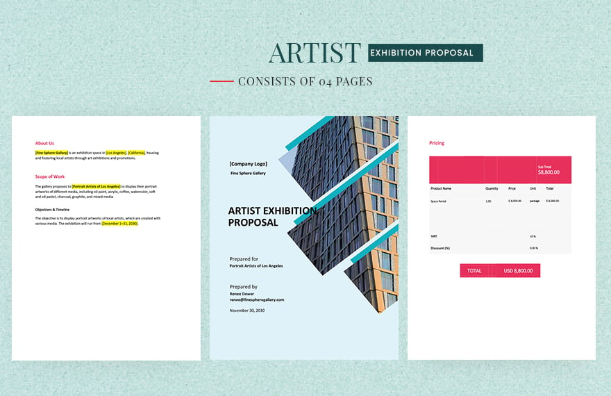 Artist Exhibition Proposal Template in Word, Google Docs, Apple Pages