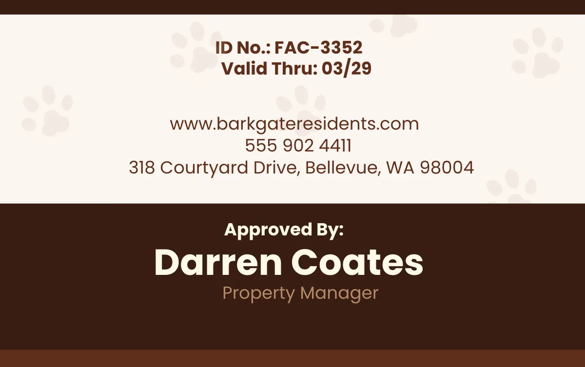 Free Dog ID Card for Facility Access Template to Edit Online