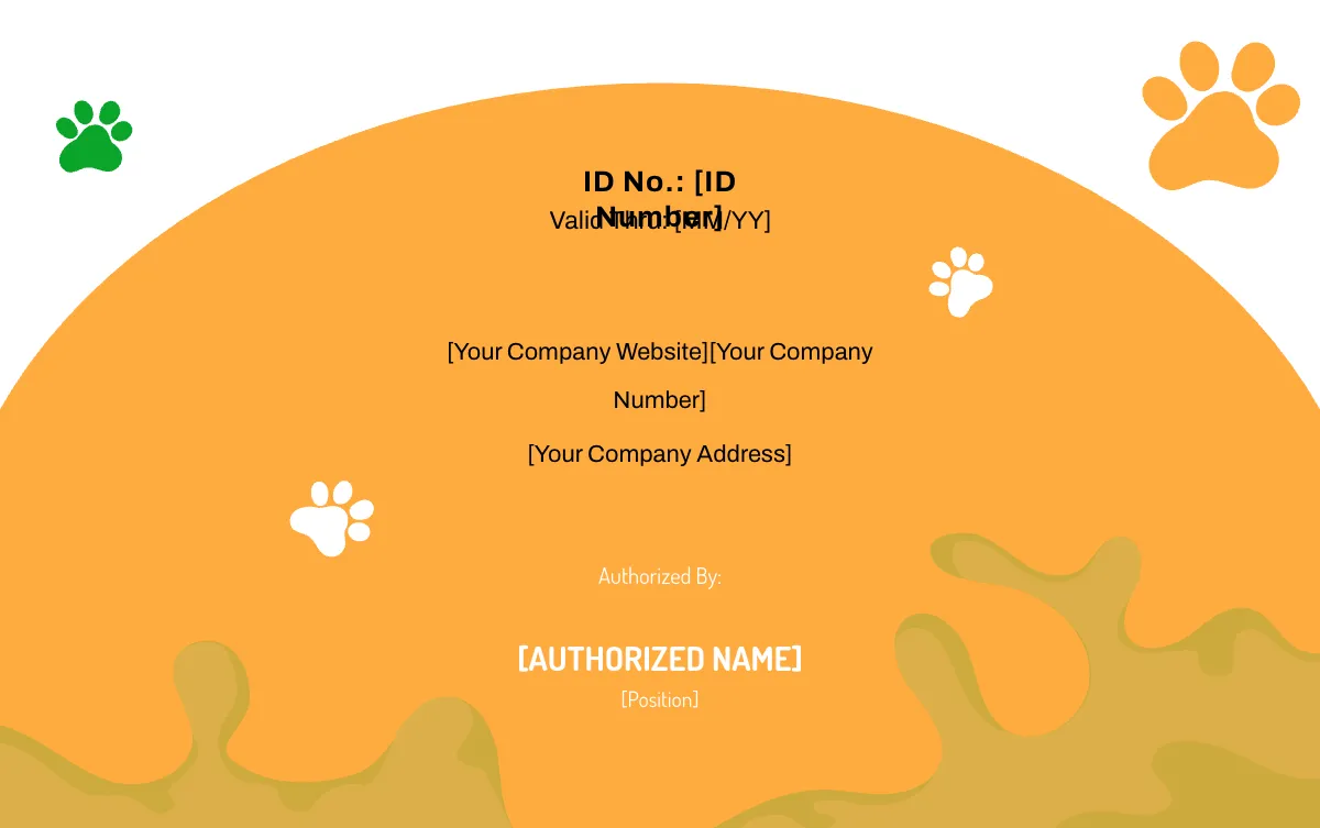 Free Blank Assistant Dog ID Card Template to Edit Online