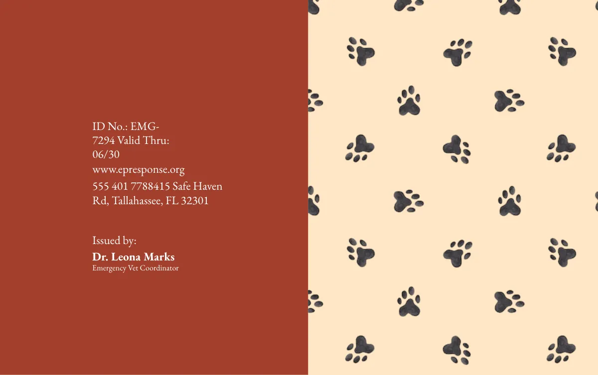 Free Emergency Dog ID Card Template to Edit Online