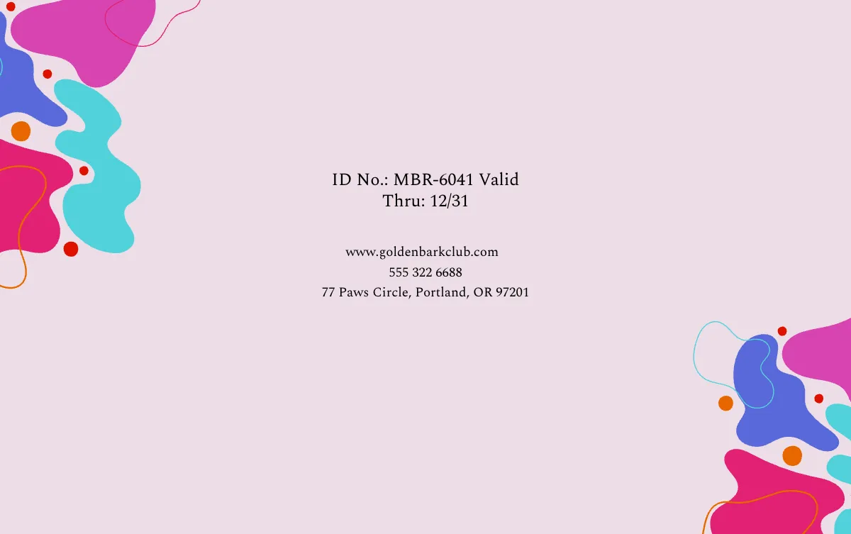 Free Colorful Dog Membership ID Card Template to Edit Online