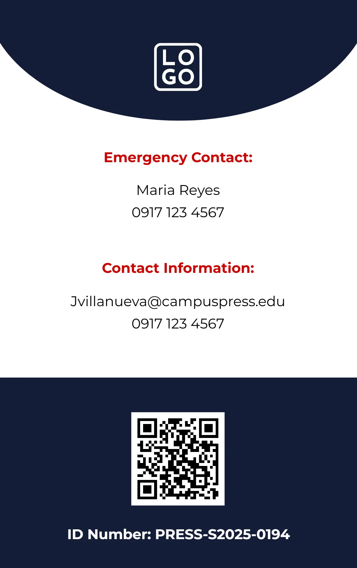 Free Press ID Card for Students Template to Edit Online