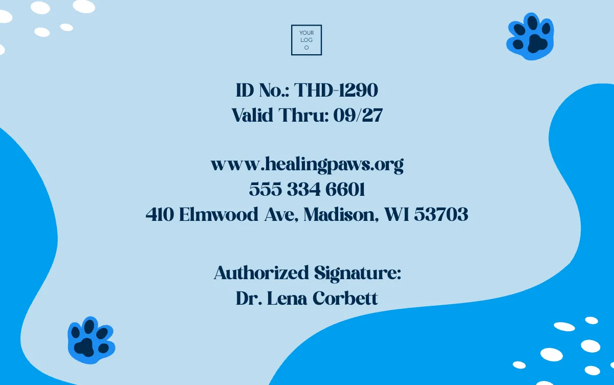 Free Therapy Dog ID Card Template to Edit Online