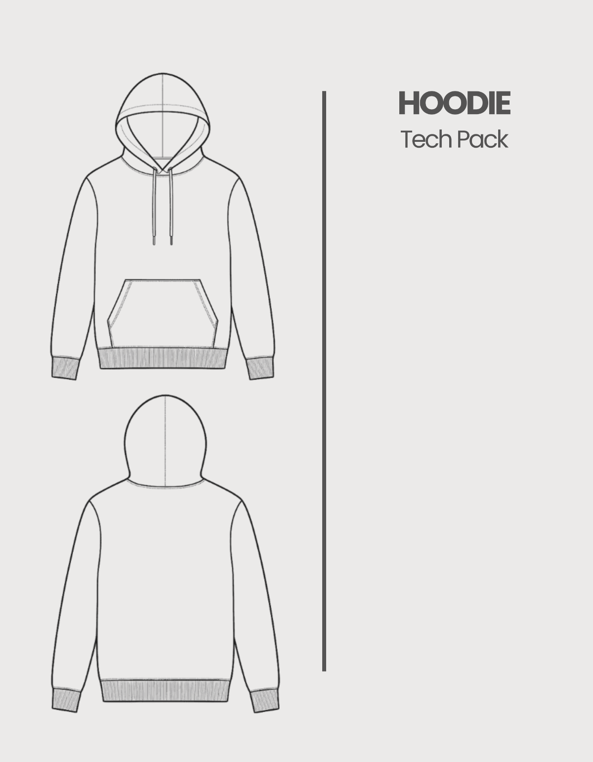 Tech Pack Hoodie Template