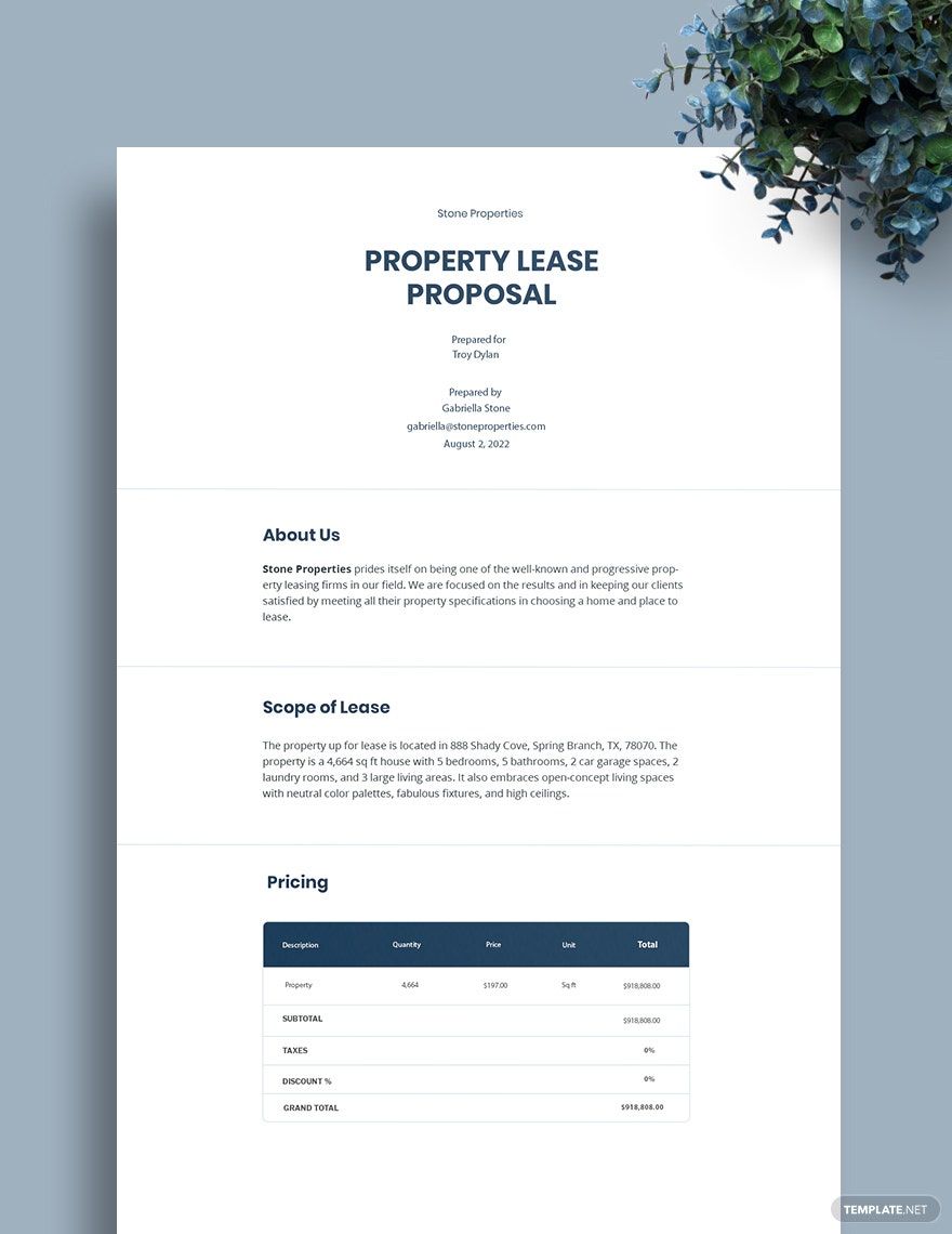 Property Lease Proposal Template