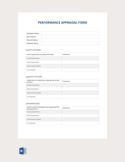 Free Simple Performance Review Template: Download 67+ Forms in Word ...