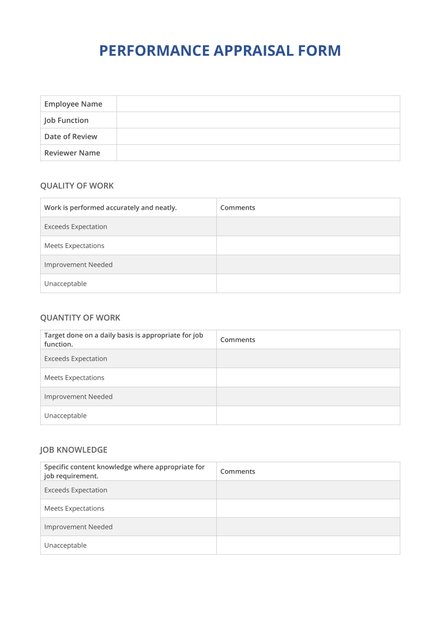 Simple Performance Review Template: Download 67+ Forms in Word ...