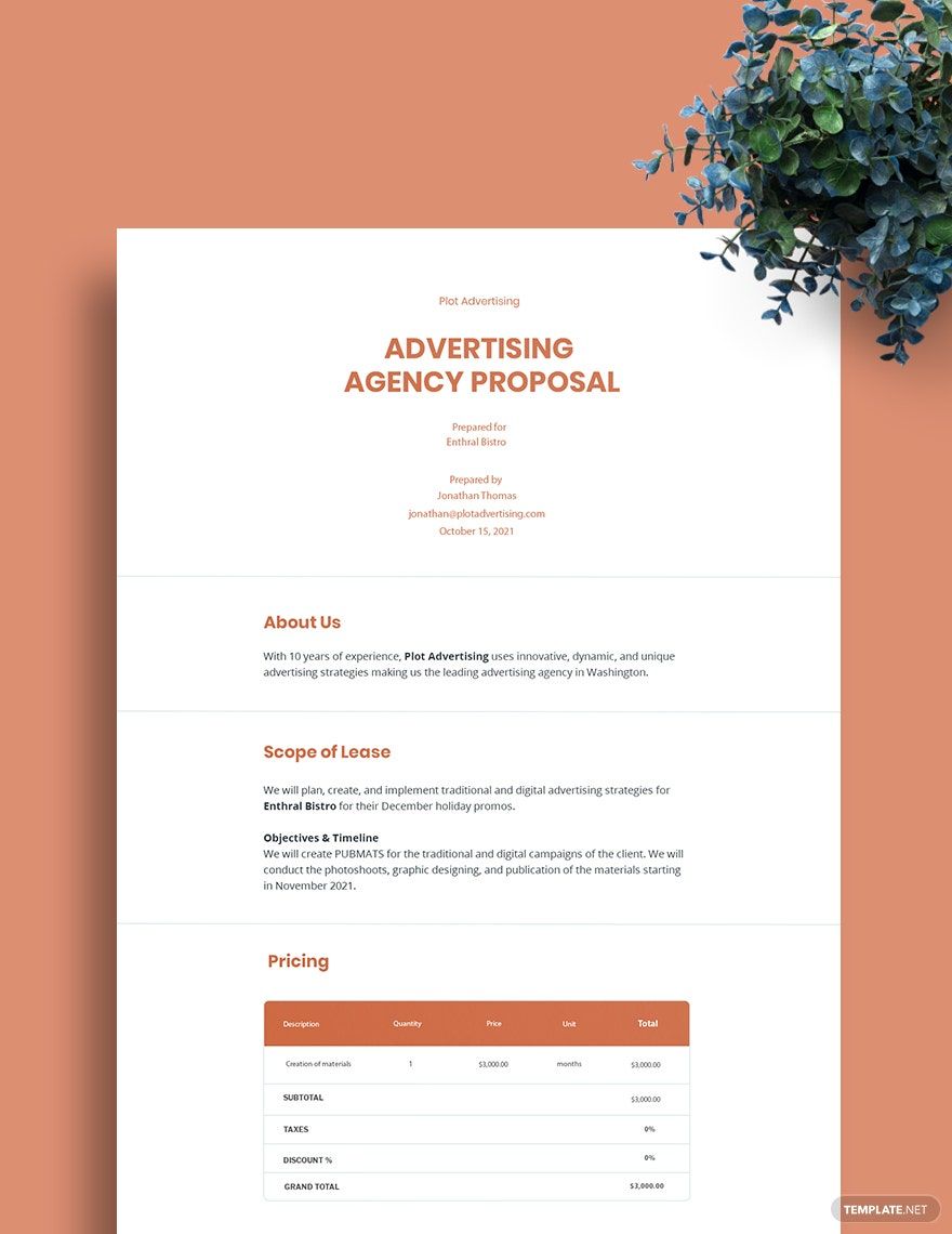 Free Simple Advertising Agency Proposal Template