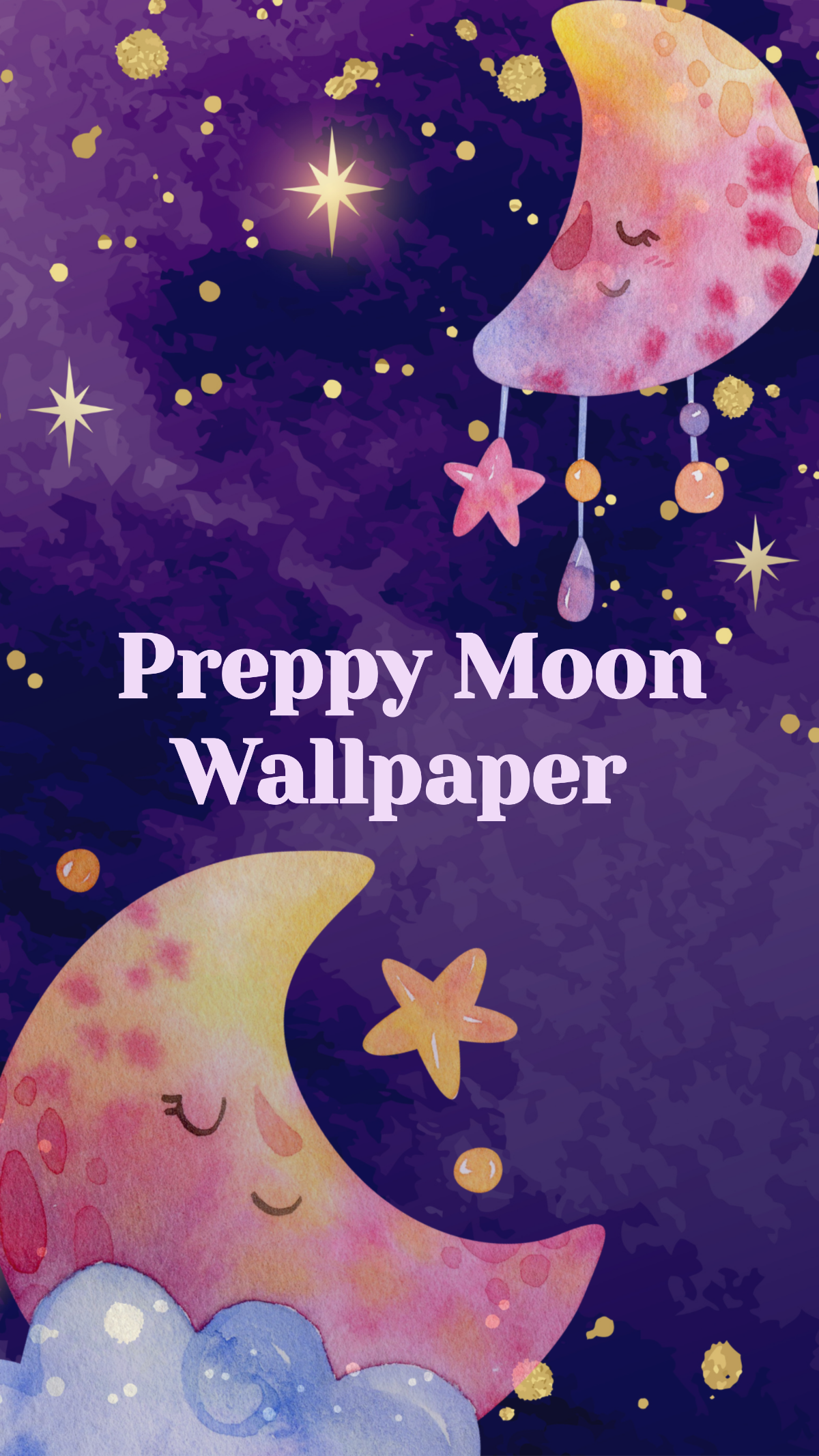 Free Preppy Moon Wallpaper Template