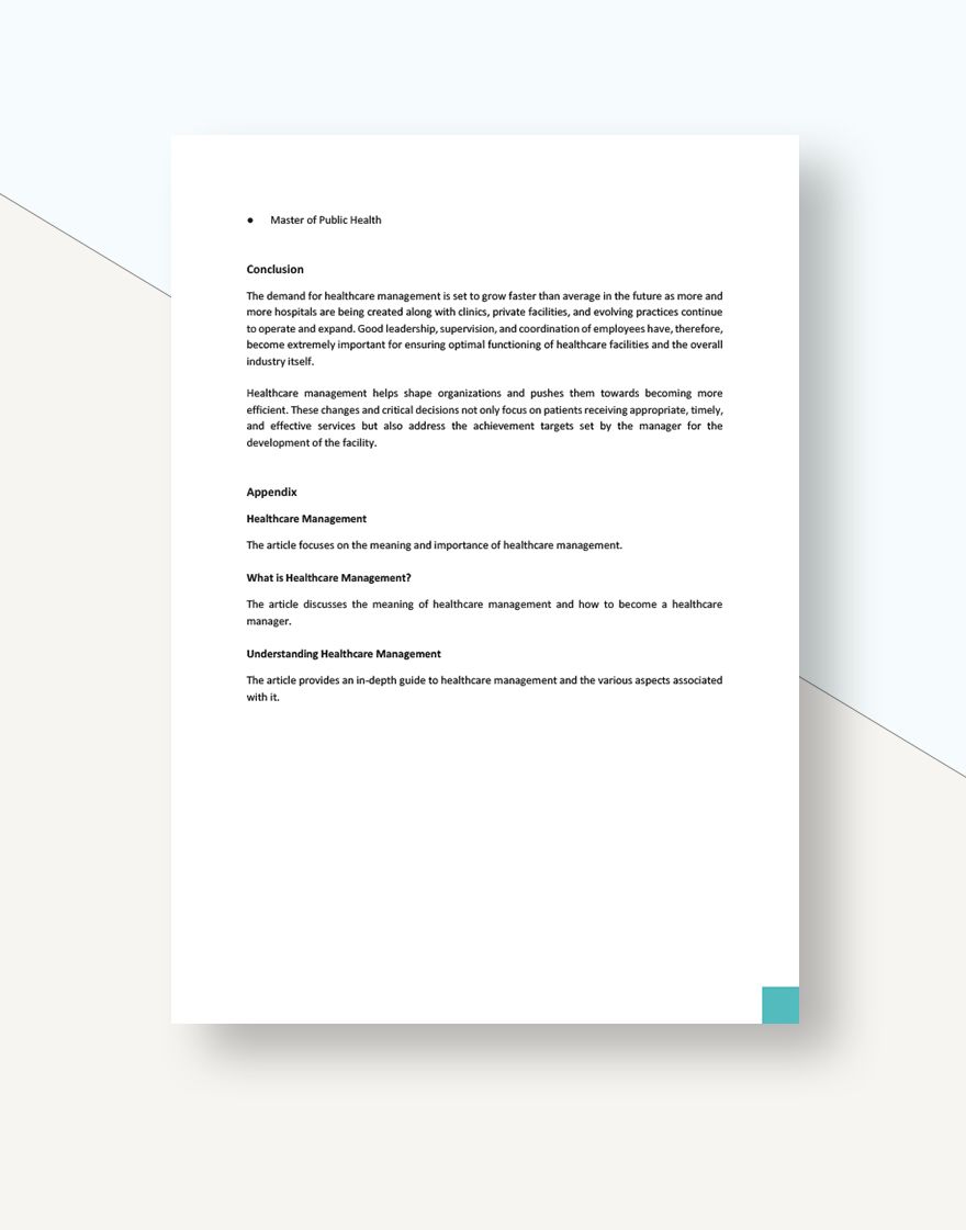 Healthcare Management White Paper Template